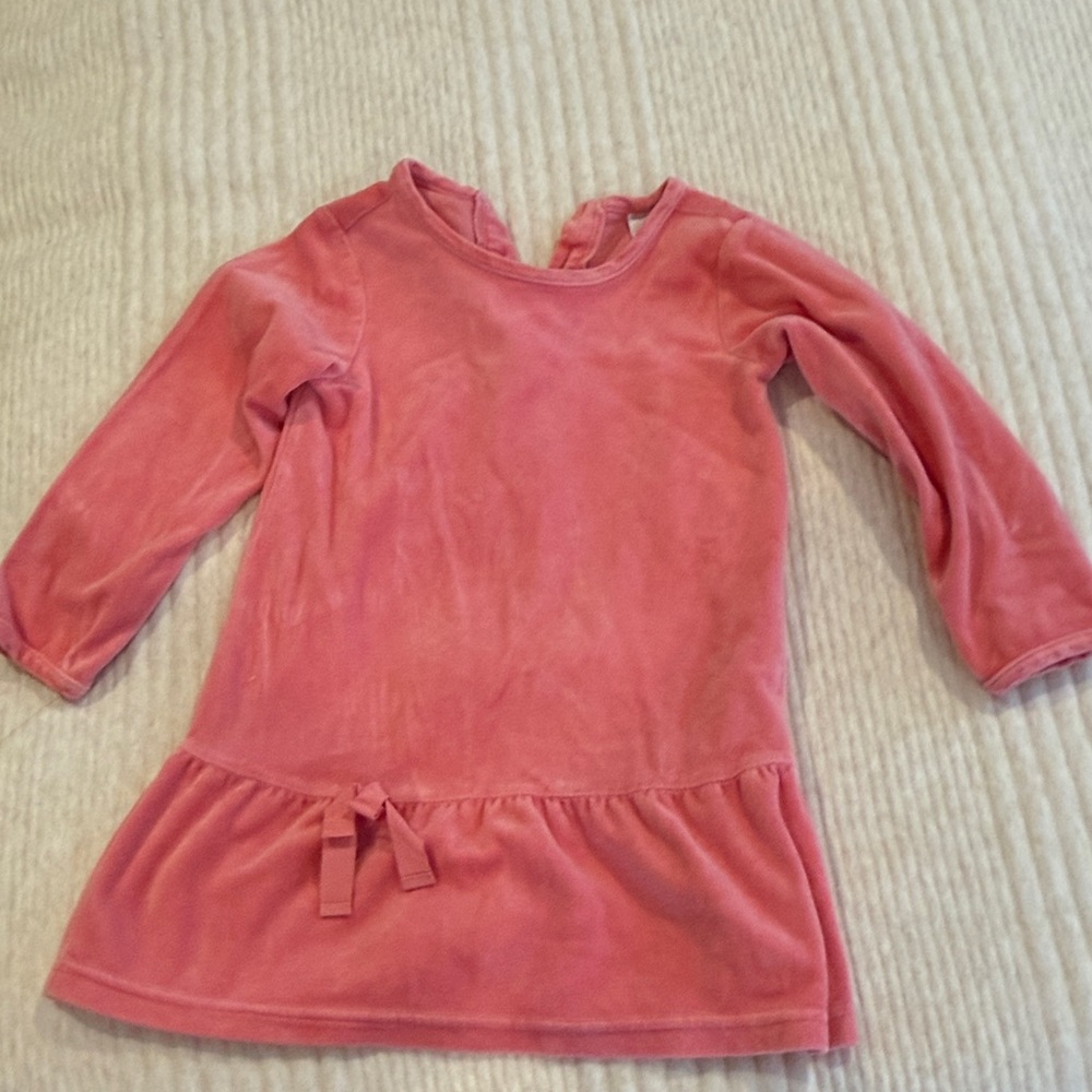 Hanna Andersson Pink velvet Long-Sleeve toddler dress 3T